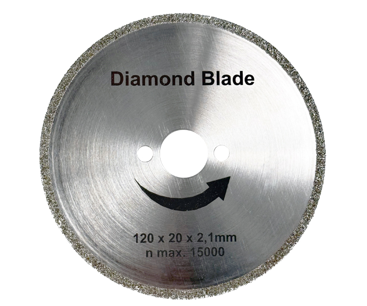 Varga Diamanttrennscheibe, 120 mm Durchmesser mit 20 mm Bohrung für präzise, ausrissfreie Schnitte auf allen Varga Tischkreissägen.