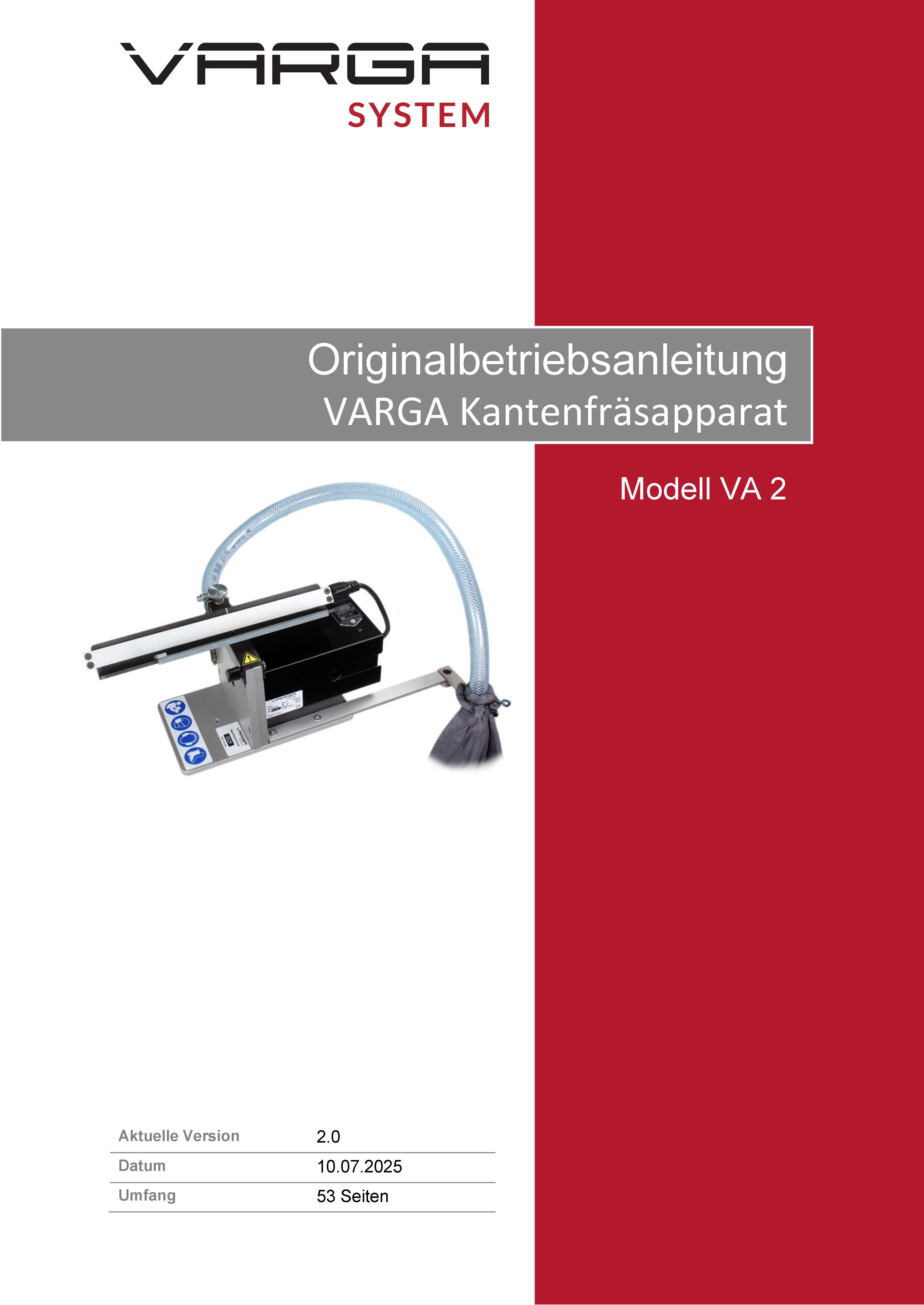 Anleitung Varga Kantenfräsapparat VA 2