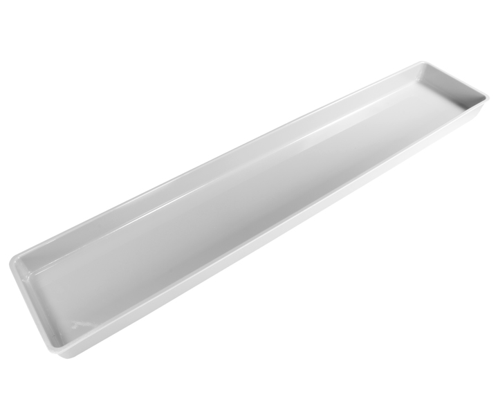 Auffangschale VA 13 aus grauem Kunststoff für Varga Tischkreissägen zum sicheren Sammeln von Sägeresten.